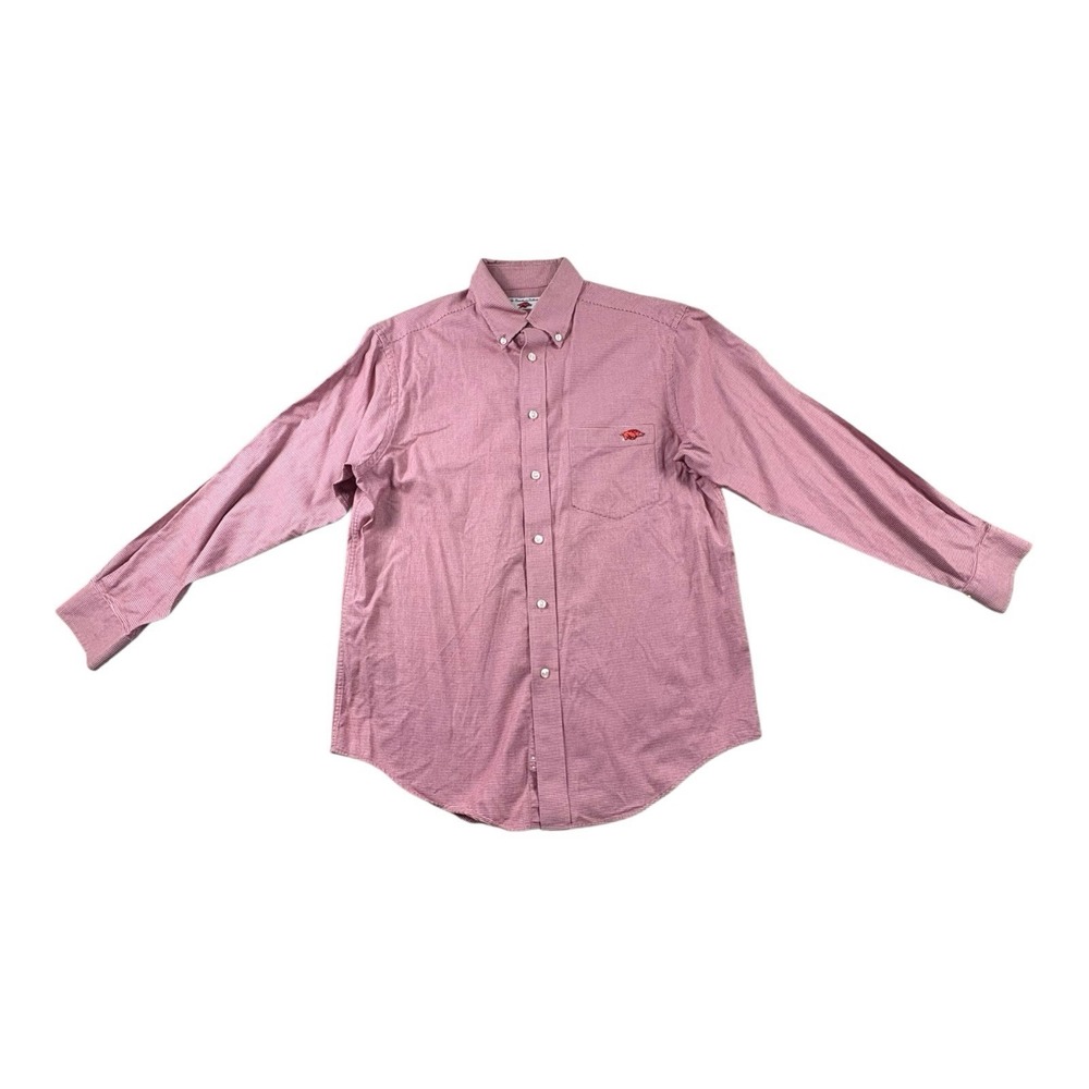 Razorbacks Houndstooth Button-Down Shirt‎ Red White Men's M Long Sleeve